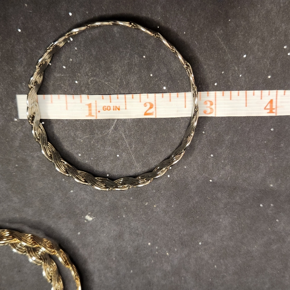 Silver Gold Tone Metal Rope Wire Swirl Wave Knot Woven Bracelet Lot of 3 Bangle - Picture 5 of 5